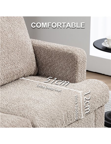 HOMCOM Two-Seater Chenille Sofa - Light Brown