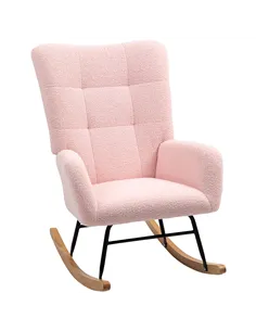 HOMCOM Teddy Fleece Rocking Chair - Pink