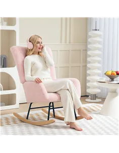 HOMCOM Teddy Fleece Rocking Chair - Pink 2