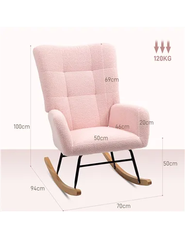 HOMCOM Teddy Fleece Rocking Chair - Pink
