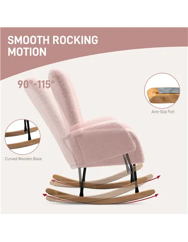 HOMCOM Teddy Fleece Rocking Chair - Pink