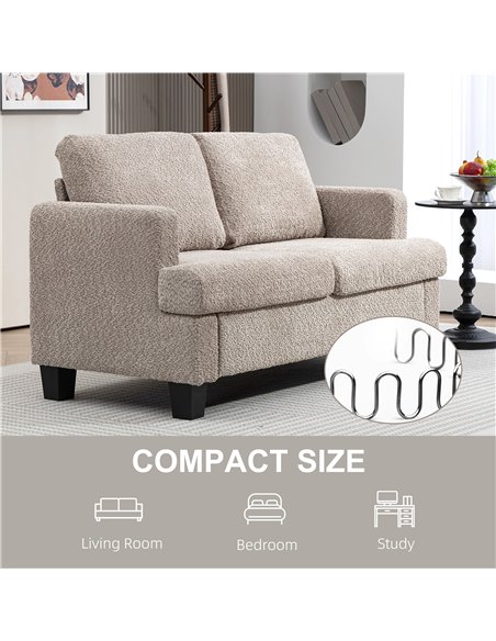 HOMCOM Two-Seater Chenille Sofa - Light Brown