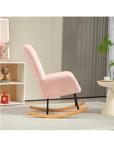 HOMCOM Teddy Fleece Rocking Chair - Pink