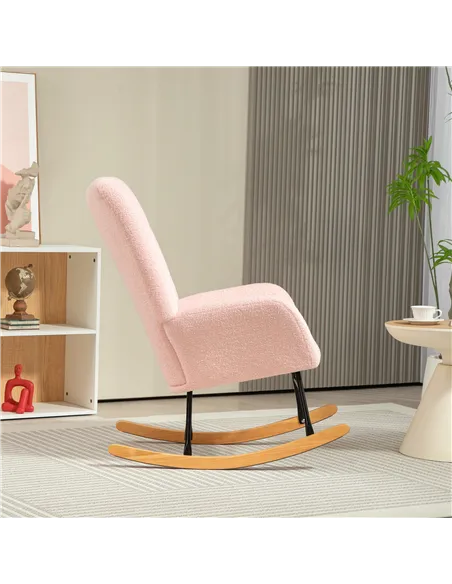 HOMCOM Teddy Fleece Rocking Chair - Pink
