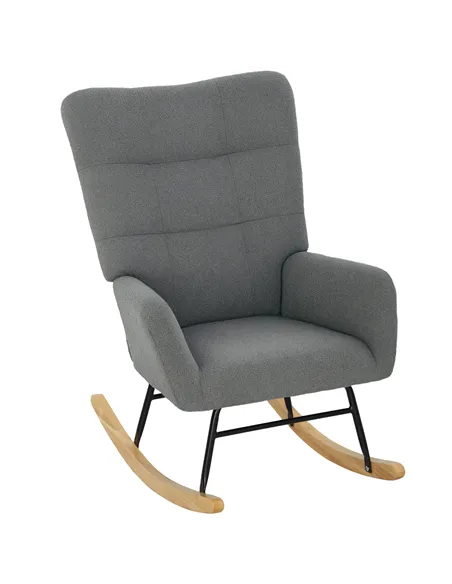 HOMCOM Teddy Fleece Rocking Chair - Grey