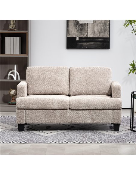 HOMCOM Two-Seater Chenille Sofa - Light Brown