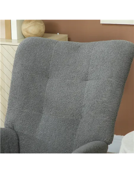 HOMCOM Teddy Fleece Rocking Chair - Grey