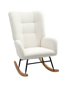 HOMCOM Teddy Fleece Rocking Chair - Cream White