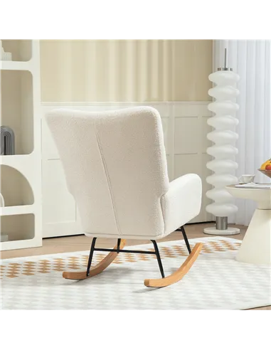 HOMCOM Teddy Fleece Rocking Chair - Cream White