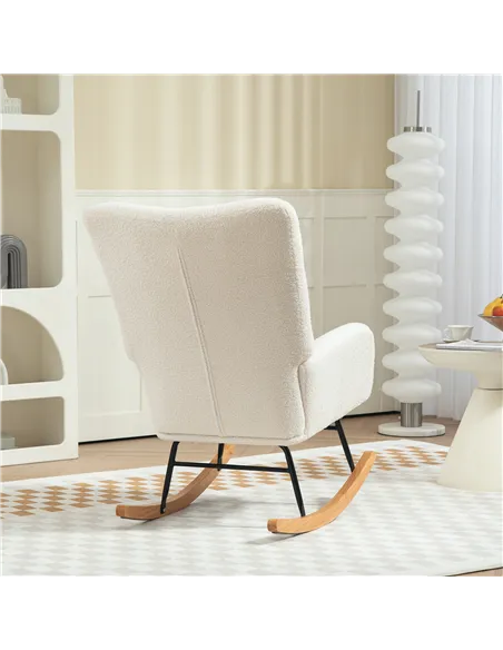 HOMCOM Teddy Fleece Rocking Chair - Cream White