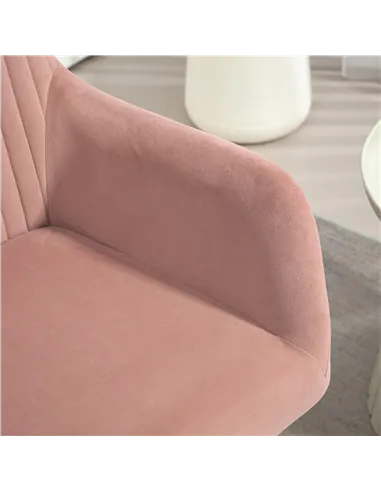 HOMCOM Modern Arm Chair Set of 2 Upholstered Accent Chair with Metal Base for Living Room Pink
