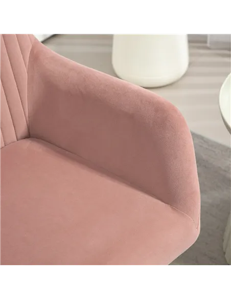 HOMCOM Modern Arm Chair Set of 2 Upholstered Accent Chair with Metal Base for Living Room Pink