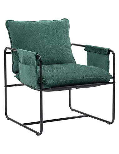 HOMCOM Minimal Padded Accent Chair, with Pockets - Green