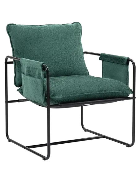 HOMCOM Minimal Padded Accent Chair, with Pockets - Green