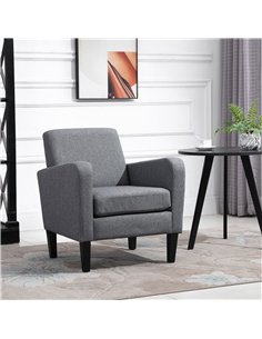 HOMCOM Modern Accent Chair, Occasional Chair with Rubber Wood Legs for Living Room, Bedroom, Grey 2
