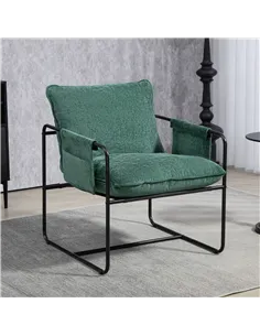 HOMCOM Minimal Padded Accent Chair, with Pockets - Green 2