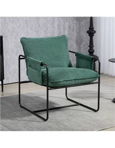 HOMCOM Minimal Padded Accent Chair, with Pockets - Green