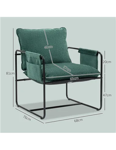 HOMCOM Minimal Padded Accent Chair, with Pockets - Green