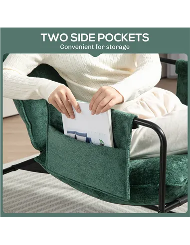 HOMCOM Minimal Padded Accent Chair, with Pockets - Green