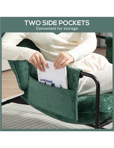 HOMCOM Minimal Padded Accent Chair, with Pockets - Green