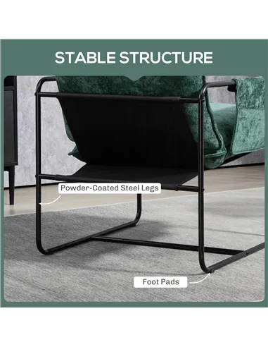 HOMCOM Minimal Padded Accent Chair, with Pockets - Green