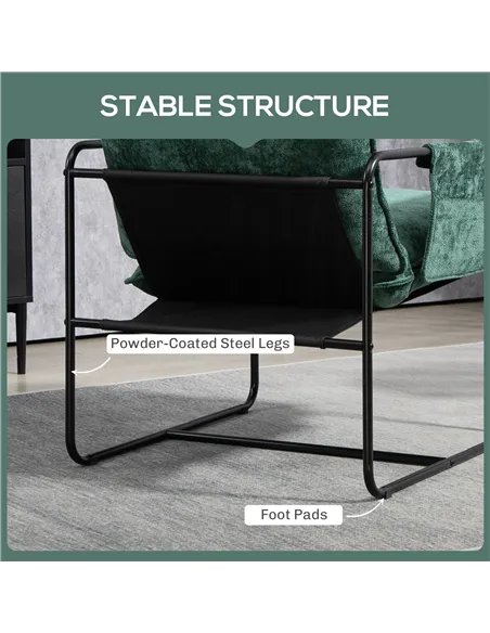 HOMCOM Minimal Padded Accent Chair, with Pockets - Green