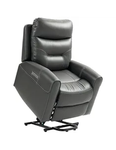 HOMCOM Power Lift Recliner Chair for Elderly, Overstuffed Faux Leather Riser and Reclining Chair with USB A+C Ports, Remote Cont