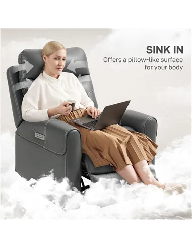 HOMCOM Power Lift Recliner Chair for Elderly, Overstuffed Faux Leather Riser and Reclining Chair with USB A+C Ports, Remote Cont