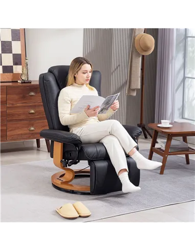 HOMCOM Faux Leather Recliner Chair - Black