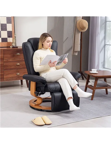 HOMCOM Faux Leather Recliner Chair - Black