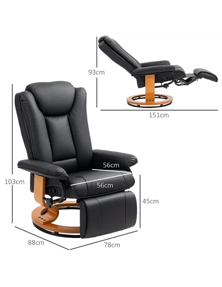 HOMCOM Faux Leather Recliner Chair - Black
