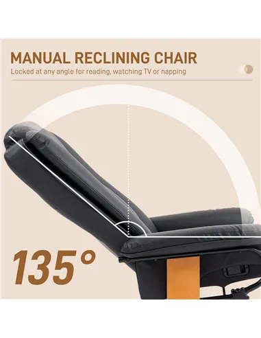 HOMCOM Faux Leather Recliner Chair - Black