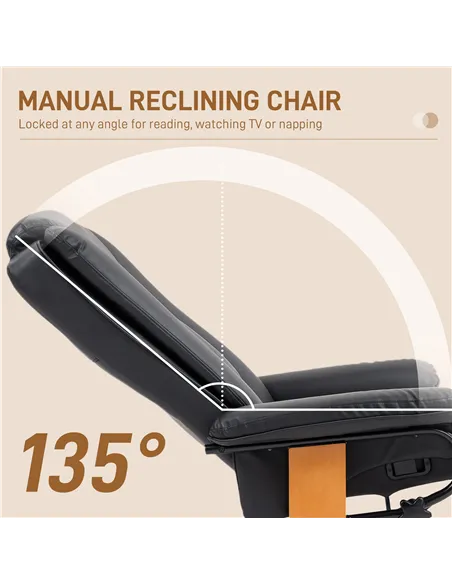 HOMCOM Faux Leather Recliner Chair - Black