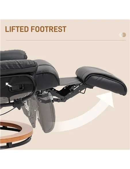 HOMCOM Faux Leather Recliner Chair - Black