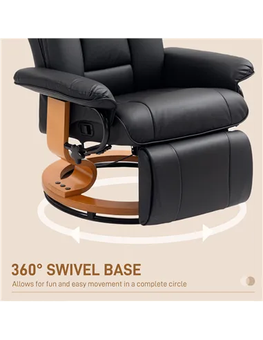 HOMCOM Faux Leather Recliner Chair - Black