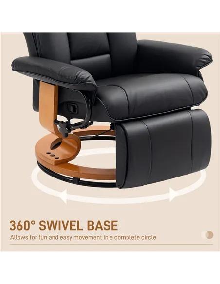 HOMCOM Faux Leather Recliner Chair - Black