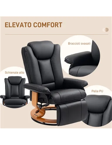 HOMCOM Faux Leather Recliner Chair - Black