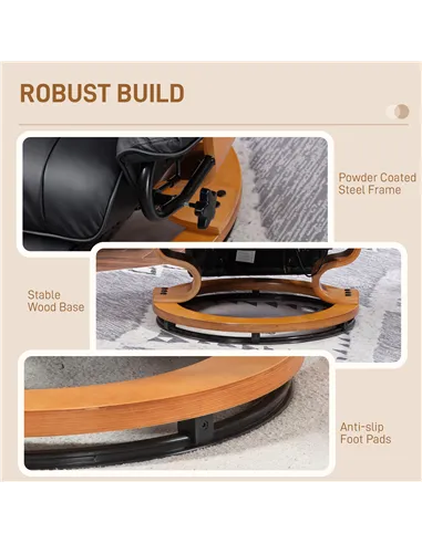 HOMCOM Faux Leather Recliner Chair - Black