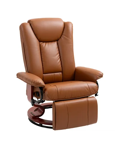HOMCOM Faux Leather Recliner Chair - Brown