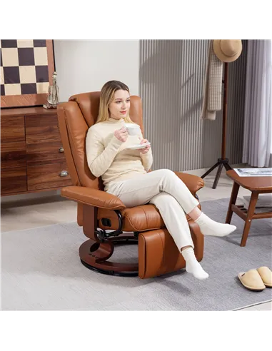 HOMCOM Faux Leather Recliner Chair - Brown