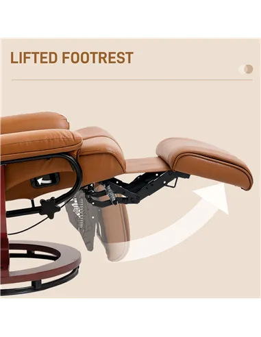 HOMCOM Faux Leather Recliner Chair - Brown