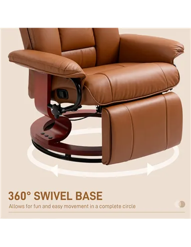 HOMCOM Faux Leather Recliner Chair - Brown