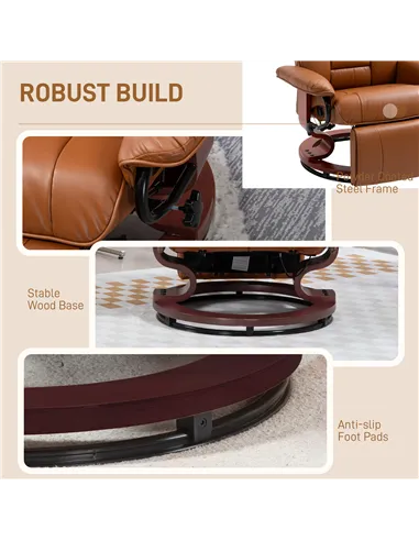 HOMCOM Faux Leather Recliner Chair - Brown