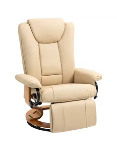 HOMCOM Faux Leather Recliner Chair - Beige