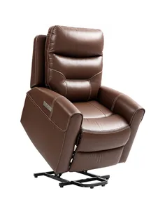 HOMCOM Power Lift Recliner Chair for Elderly, Overstuffed Faux Leather Riser and Reclining Chair with USB A+C Ports, Remote Cont