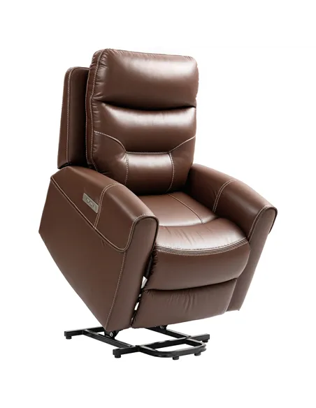 HOMCOM Power Lift Recliner Chair for Elderly, Overstuffed Faux Leather Riser and Reclining Chair with USB A+C Ports, Remote Cont