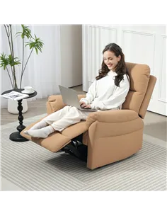 HOMCOM 140° Manual Reclining Armchair, with Footrest - Light Brown 2