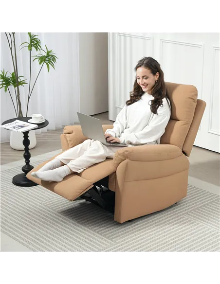 HOMCOM 140° Manual Reclining Armchair, with Footrest - Light Brown