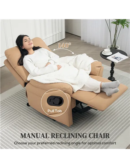HOMCOM 140° Manual Reclining Armchair, with Footrest - Light Brown