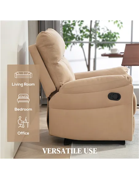 HOMCOM 140° Manual Reclining Armchair, with Footrest - Light Brown
